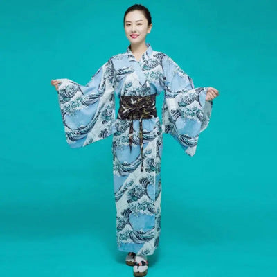 The Japanese Kimono for Women with the beautiful Kanagawa Wave pattern