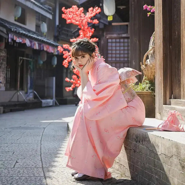 Pink Japanese Kimono Woman