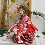 Red Japanese Kimono for Women 'Madoka