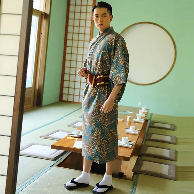 Japanese Robe Pattern Men Traditional Japanese Kimonos Male