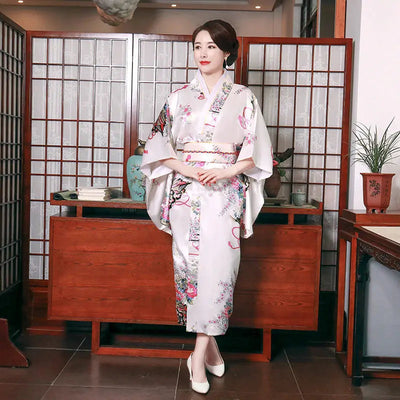 Long Japanese Kimono for Women with multiple colors and purely traditional pattern