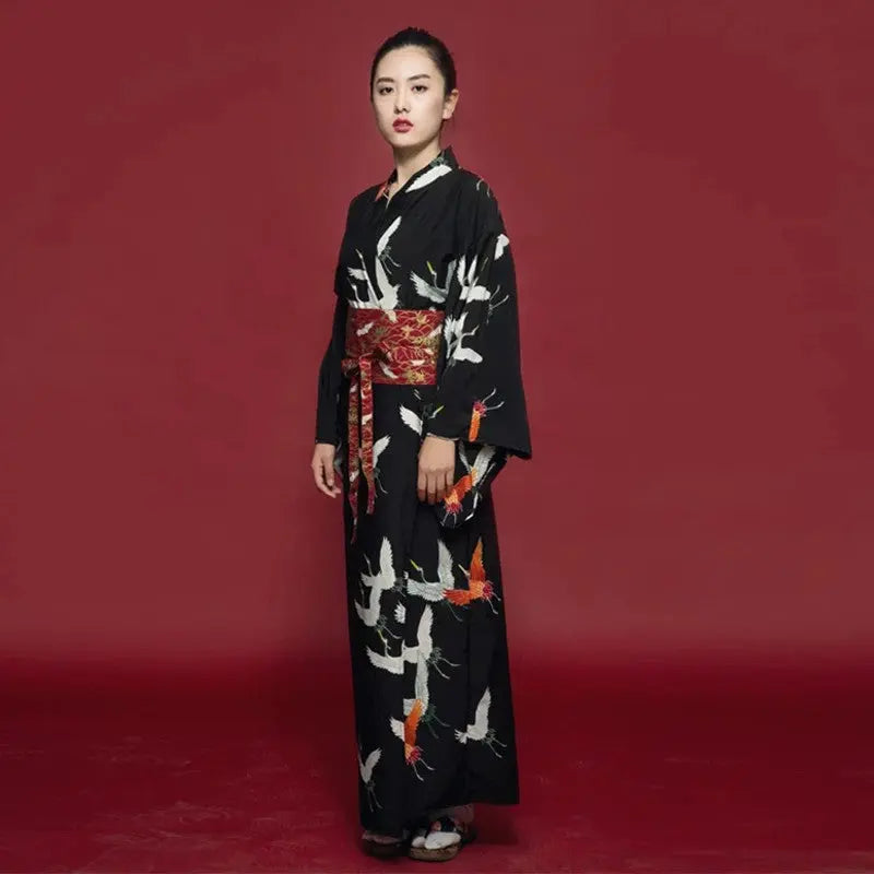 Women's Black Japanese Kimono 'Hanaé'
