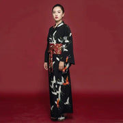 Women's Black Japanese Kimono 'Hanaé'