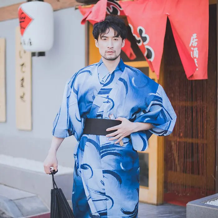 Men's Kimono with Japanese calligraphy pattern