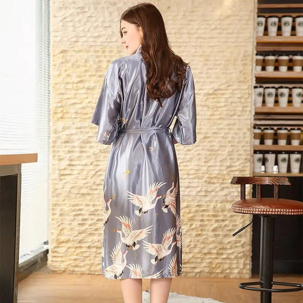 Long Pajamas Japanese Kimono Grey