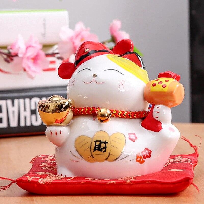Back view of maneki neko figurine