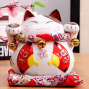Back view of maneki neko figurine