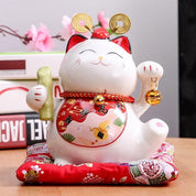 Back view of maneki neko figurine