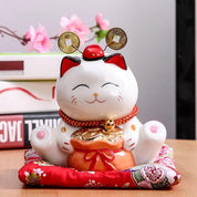 Back view of maneki neko figurine