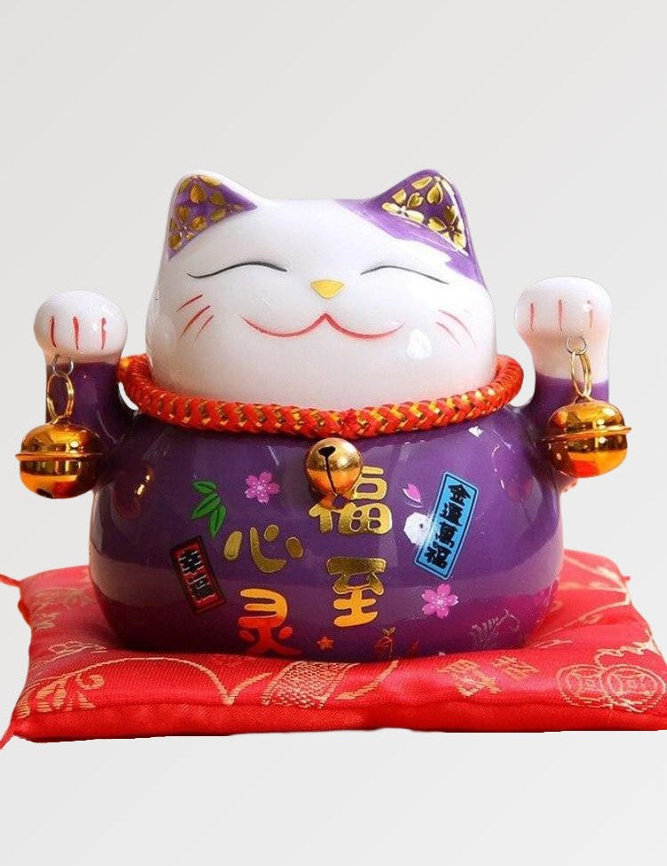 Maneki Neko Piggy Bank Purple