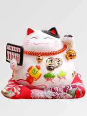 Japanese-style white maneki neko figurine