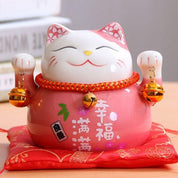 Back view of maneki neko figurine