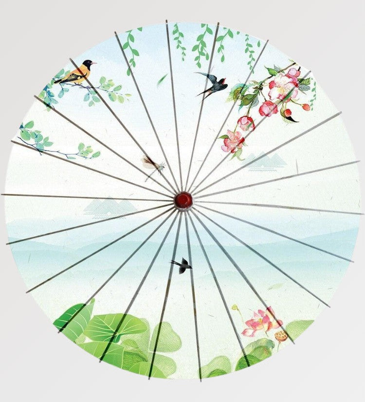 Japanese sakura and lotus umbrella