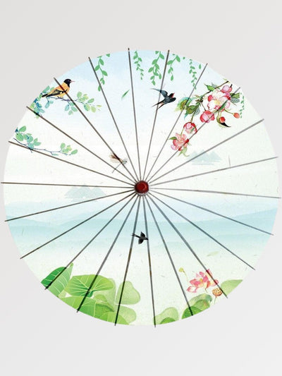 Japanese sakura and lotus umbrella