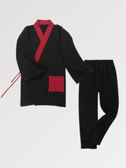 Japanese style pajamas for men in red and black
