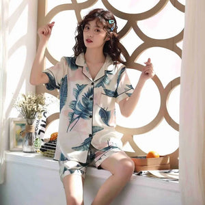 Japanese Summer Pajamas in Satin Silk