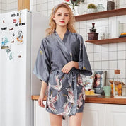 Elegant Japanese kimono pajama set grey