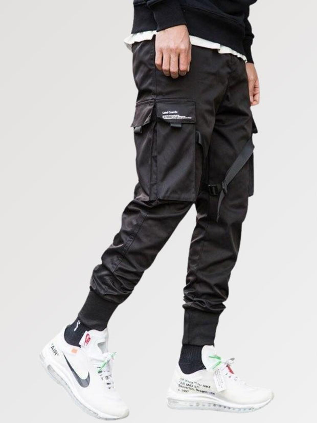 Mens Joggers with Straps, Black Joggers with Straps, Multipocket