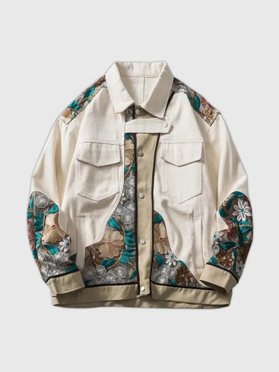 Casablanca Men's Gradient Floral Embroidered Denim Jacket