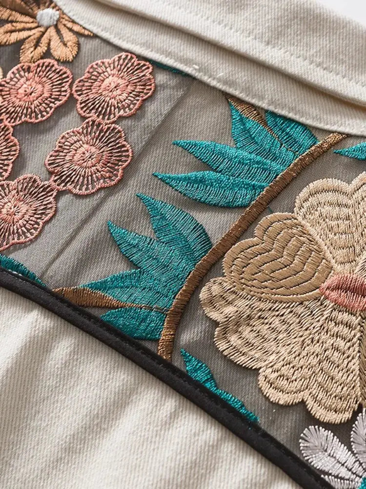 Patchwork Denim Jacket 'Floralis'