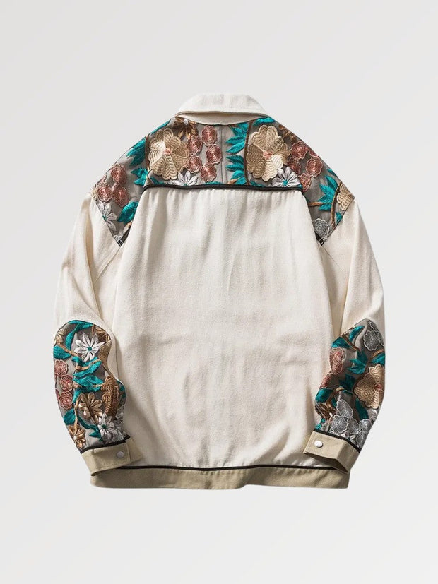Floral Embroidery Jean Jacket &