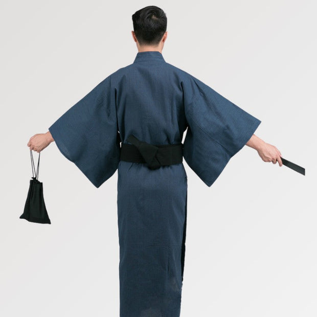 Japanese traditional samurai kimono men's yukata bathrobe robe cotton 2022