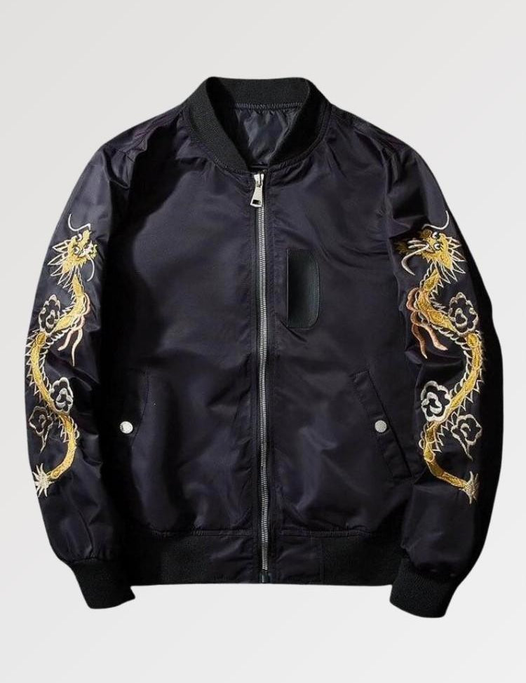 Get our aviator bomber jacket at a low price, a traditional embroidered piece in cotton