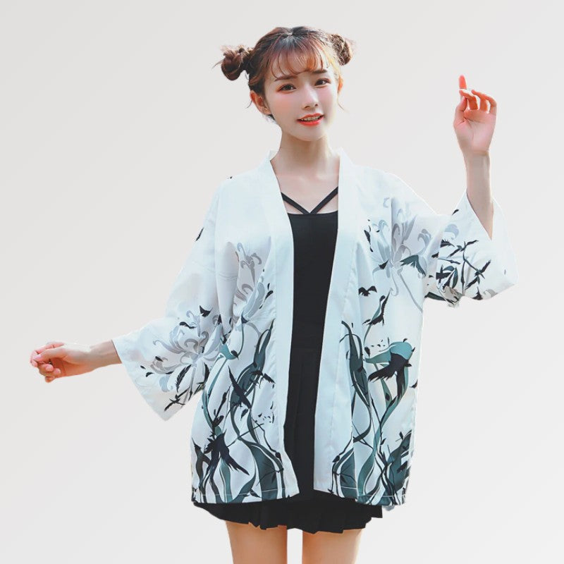 Black and White Kimono Jacket 'Hisae'