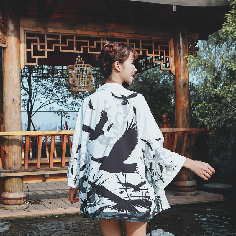 Black and 2025 white kimono jacket