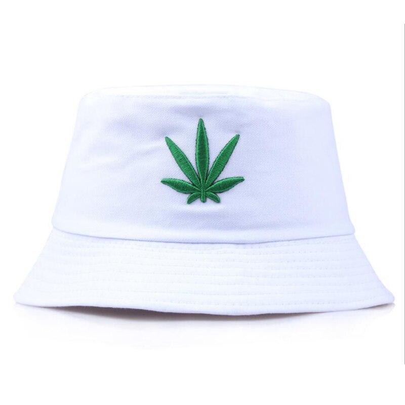 Side view of black bucket hat with hemp leaf — Japanese sashiko cotton, ralph lauren bucket hats alternative
