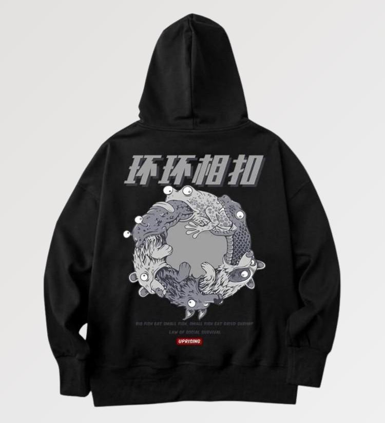 Black Hoodie Japanese Writing