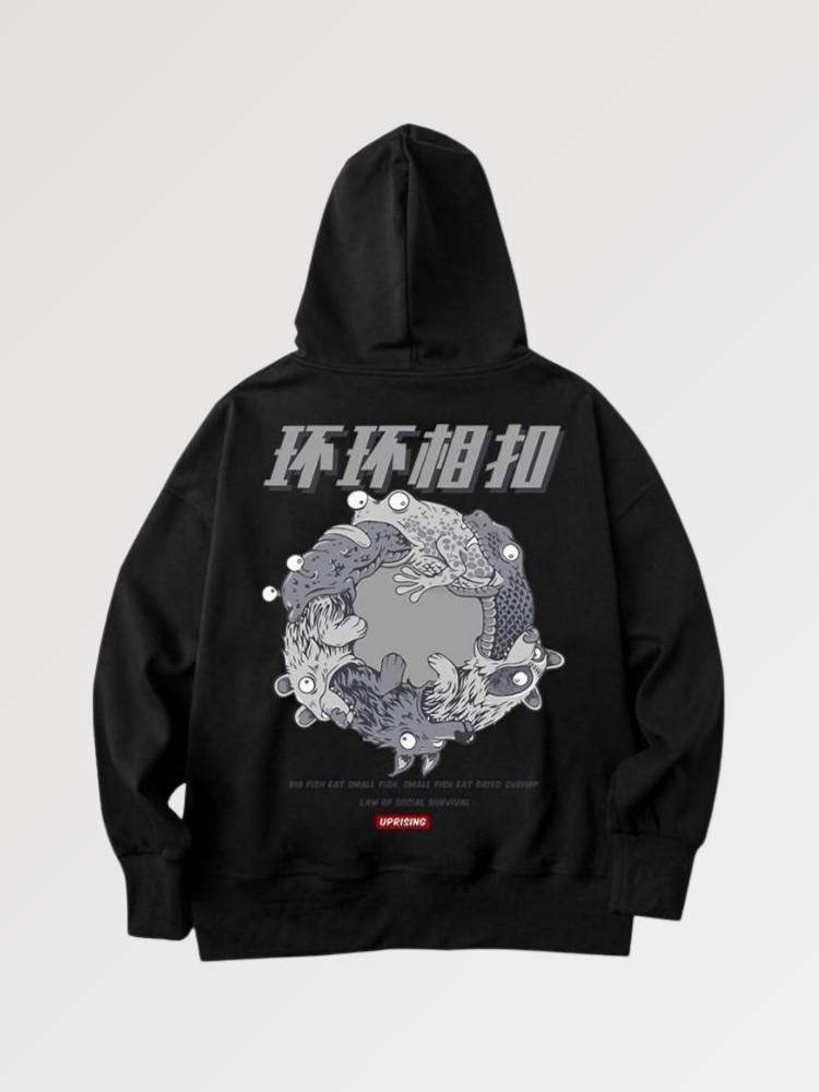 Black Hoodie Japanese Writing