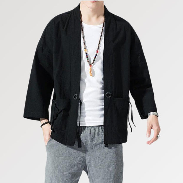 The Black Kimono for Men in the form of a jacket