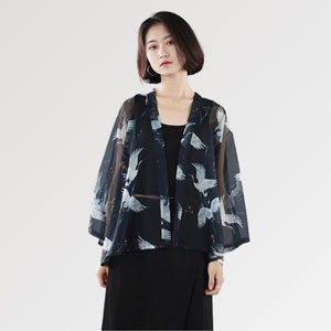 Black Transparent Kimono 'Hayko'