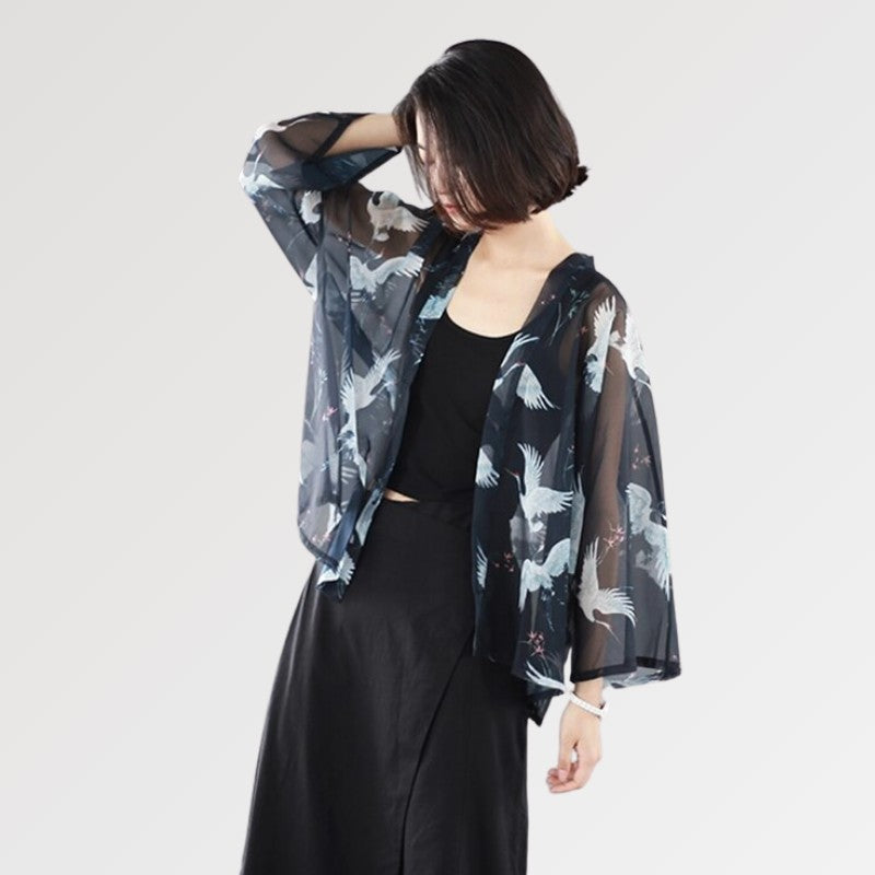 Black Transparent Kimono 'Hayko'