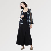 A Women's Kimono in Black and Transparent