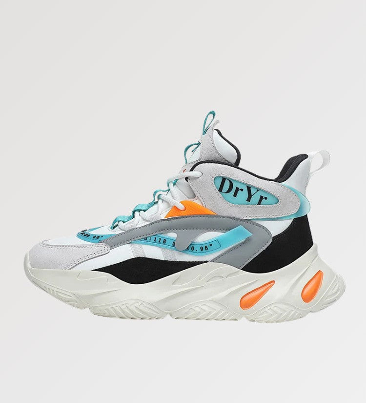 The blue high top sneakers design inspired by japanese metropolises