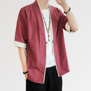 Cotton Kimono Jacket 'Red Hideki'