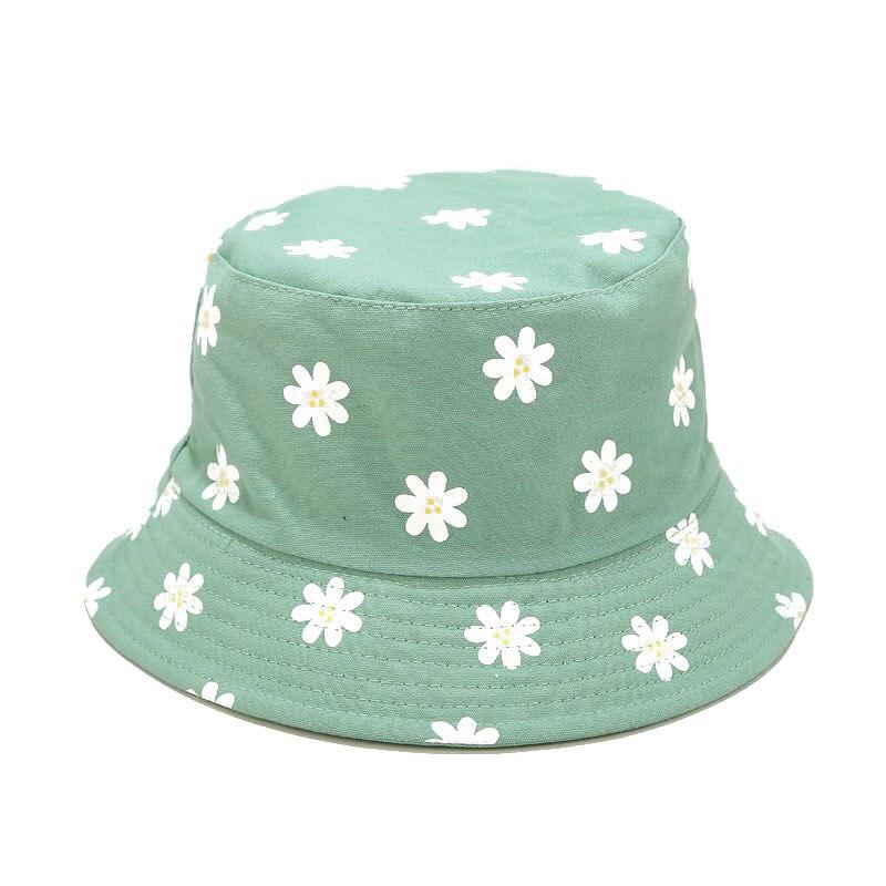 Side view of cute bucket hat with daisies — Tokyo Harajuku cotton, ganni cute bucket hats alternative
