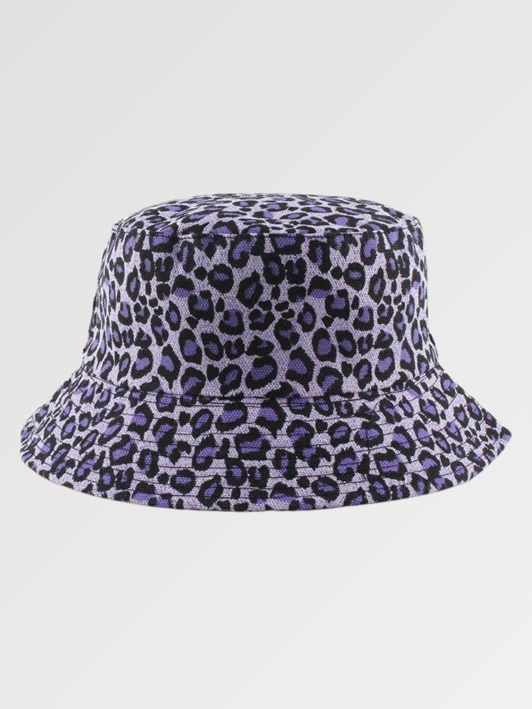 Back view of leopard designer bucket hat — animal print cotton, saint laurent leopard bucket hat alternative
