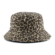 Detail of leopard print on designer cotton bucket hat — Tokyo streetwear, dolce gabbana leopard bucket hat alternative