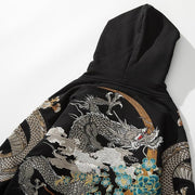 A traditional, hand-embroidered design enhances our embroidered dragon hoodie