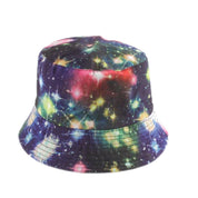 Detail of multicolor nebula print on festival cotton bucket hat — Tokyo Y2K rave, princess polly festival bucket hat alternative