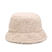 Detail of sherpa pile on cream fuzzy bucket hat — Tokyo winter, kangol fuzzy bucket hat alternative
