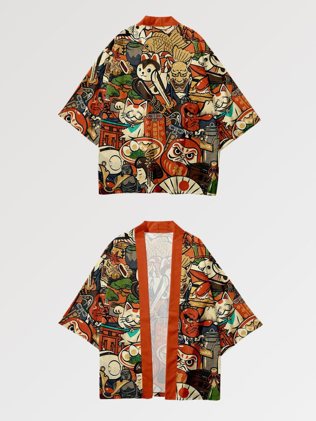 A haori with a very anime design representing multiple japanese patterns