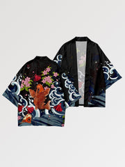 Haori cosplay from Tokyo with koi carp pattern and cherry blossoms