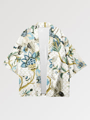 Haori for women with vintage design and soft colors decorated with Japanese motifs