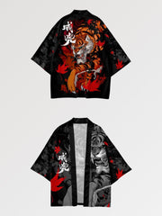 Haori ideal for a cosplay thanks to its tiger pattern and its japanese writings