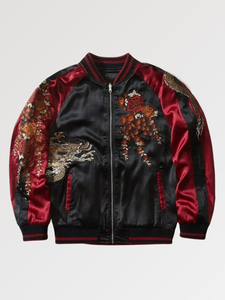 The traditional embroidered japanese bomber jacket men reflecting the gang and yakuza era