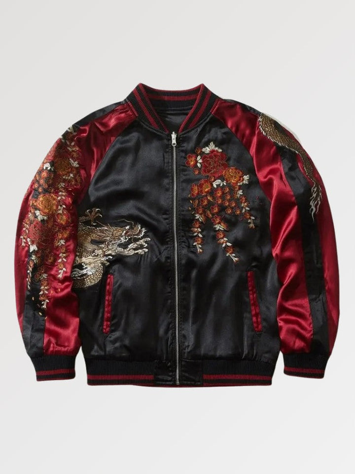 The traditional embroidered japanese bomber jacket men reflecting the gang and yakuza era